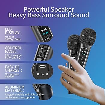 wireless karaoke soundbar MB796 スピーカー Amazon.com - Karaoke Machine for Adults and Kids with 2 UHF